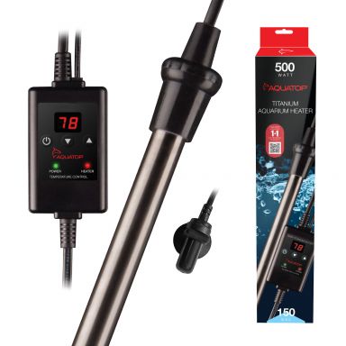 AQUATOP 500W Titanium Heater with Controller for Aquariums up to 150 Gallons, TH-C500